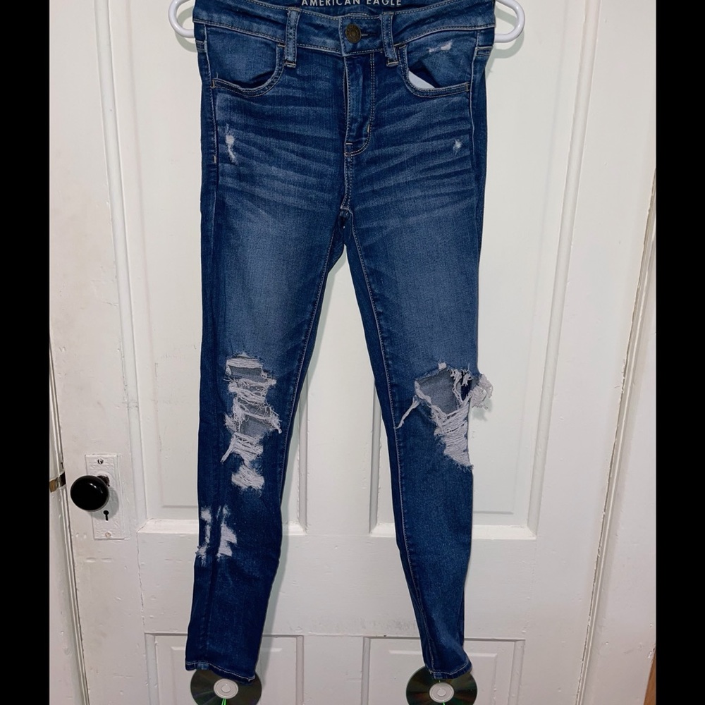 Skinny jeans, with holes, and next level stretch
